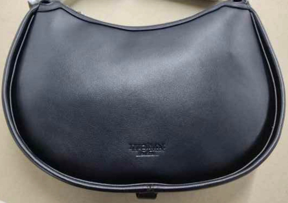AMARA WOVEN LEATHER HALF MOON HANDBAG