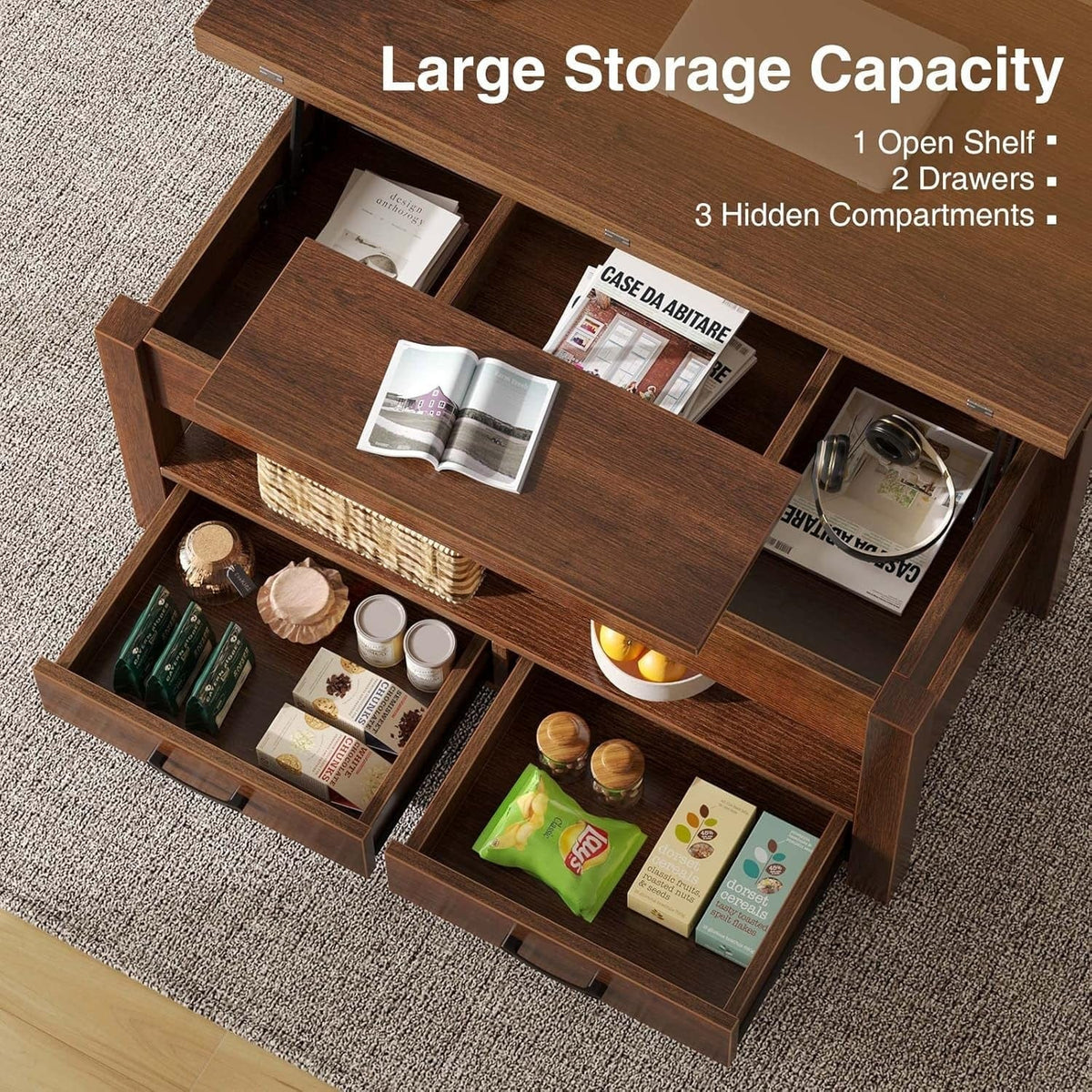 Coffee Table Lift Top – Multi-Function Dining; Storage for Smart Living