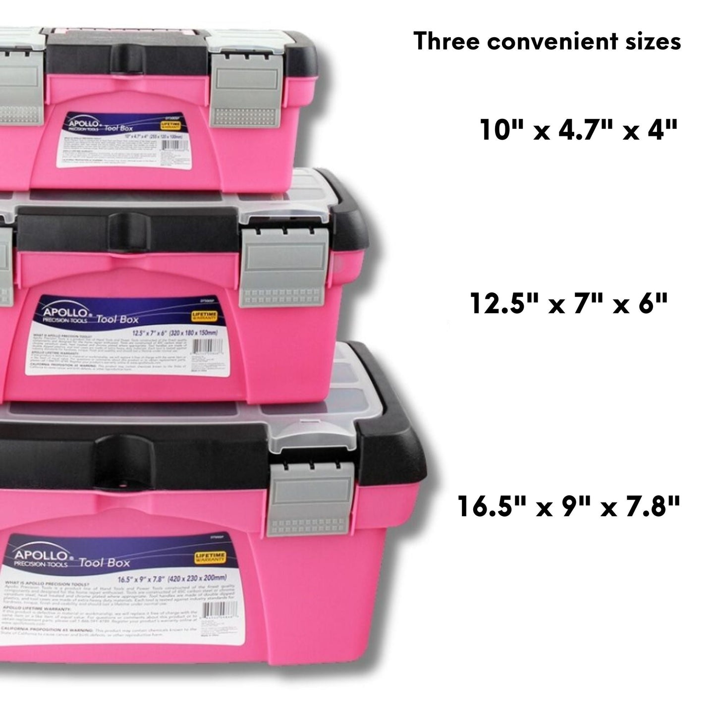 3 Piece Tool Box - Pink - DT5005P