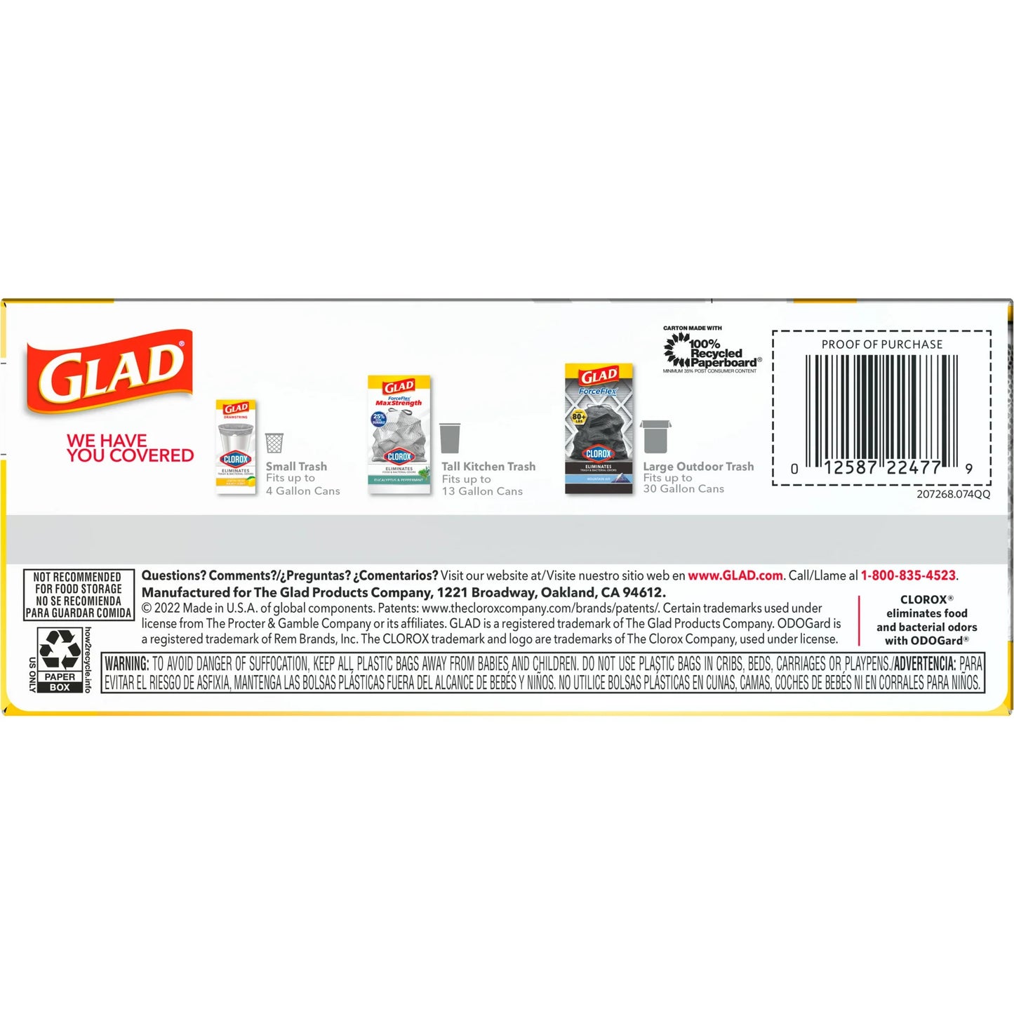 (2 Pack) Glad ForceFlex MaxStrength with Clorox 13 Gallon Kitchen Trash Bags, Lemon Fresh Bleach, 20 Bags