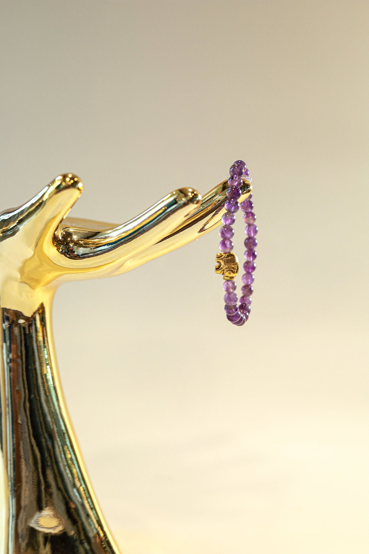 Amethyst Crystal Bracelet • Gold Elephant