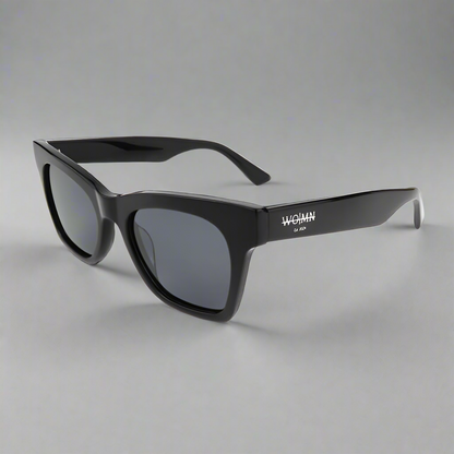 WO|MN Bold and sleek high quality square acetate frame sunglasses- black