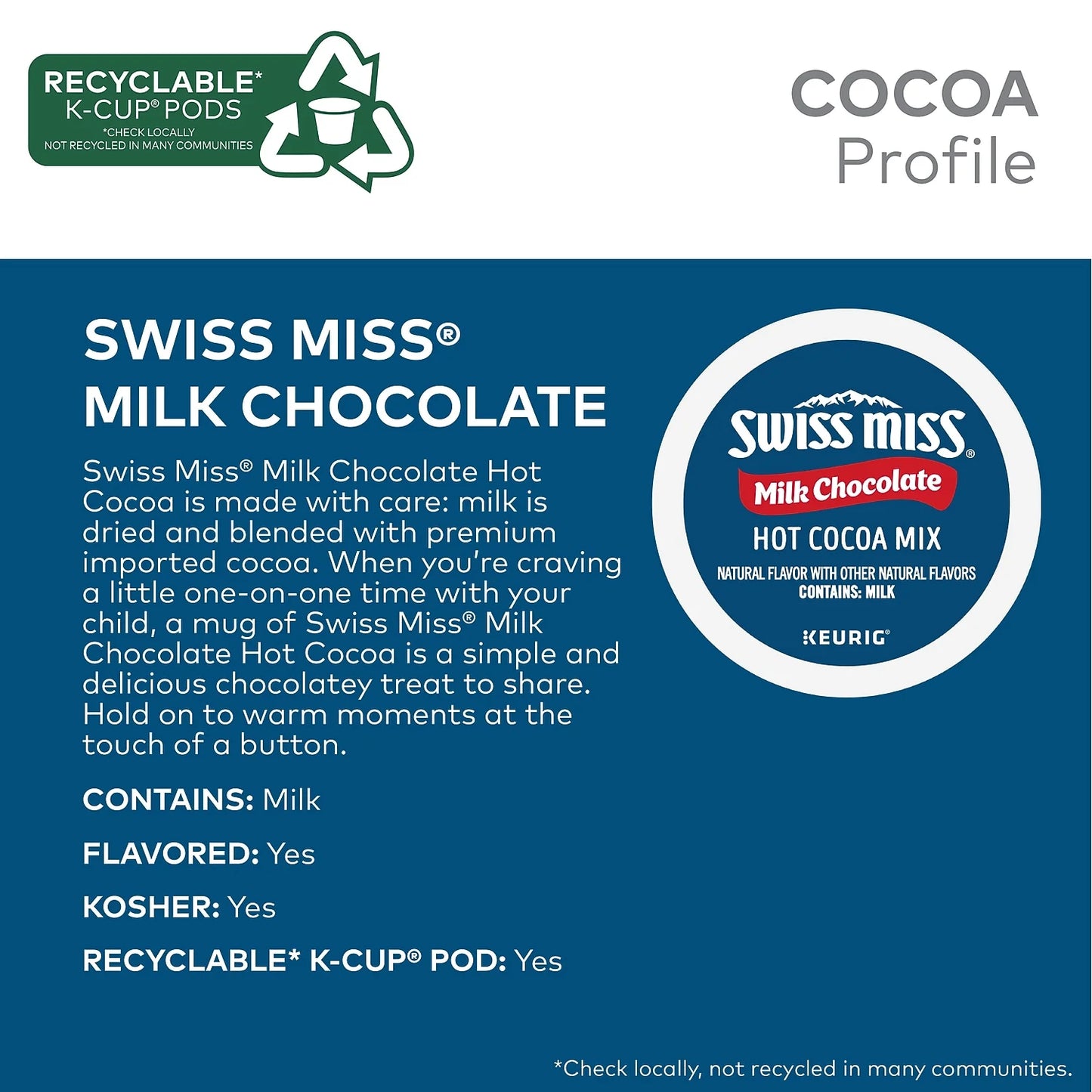 Swiss Miss Milk Chocolate Hot Cocoa Keurig K-Cup Pods 22/Box 1252