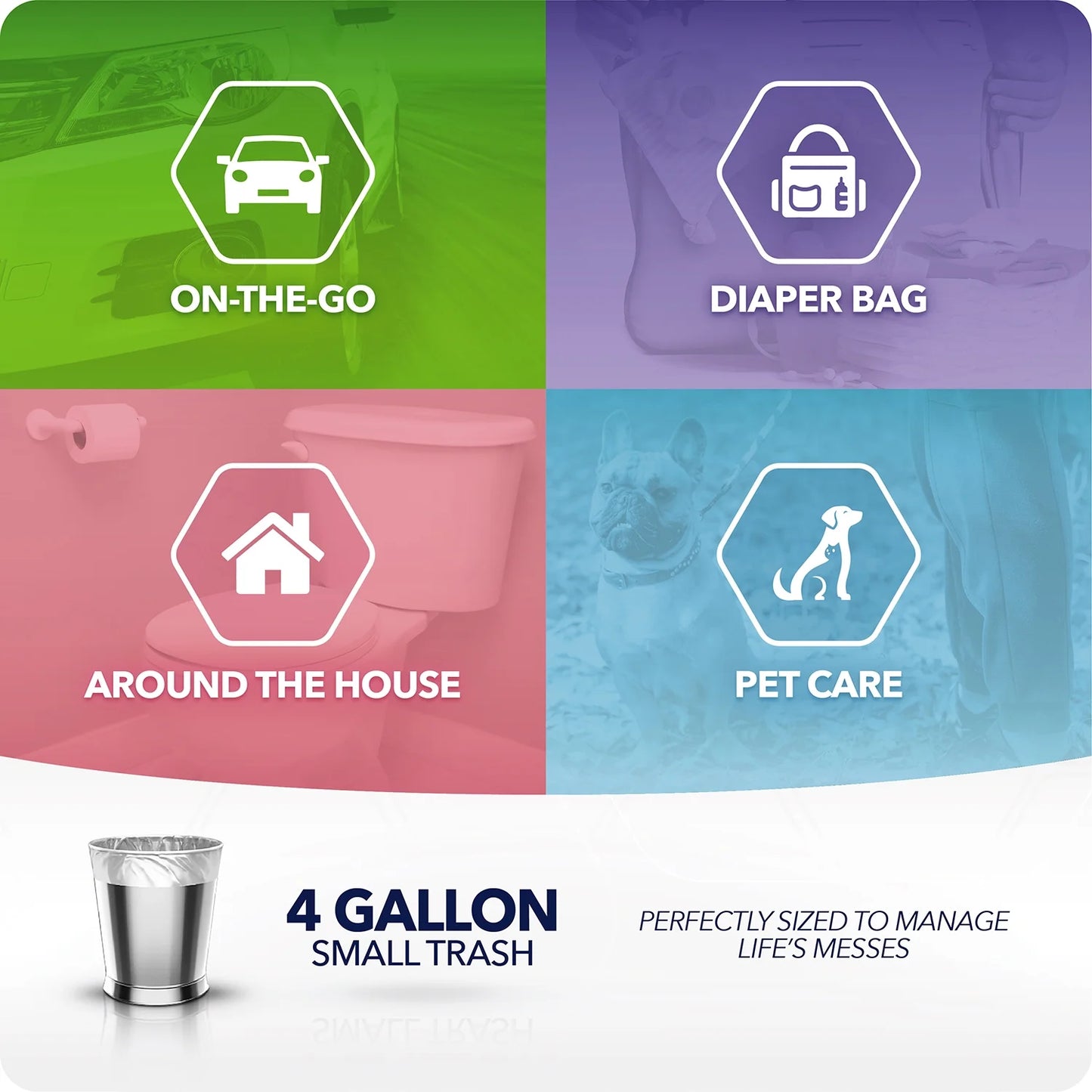 Color Scents Small Trash Bags, 4 Gallon, 200 Bags (Linen Fresh Scent, Drawstring)