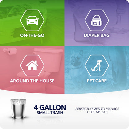 Color Scents Small Trash Bags, 4 Gallon, 200 Bags (Linen Fresh Scent, Drawstring)