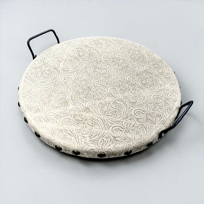 Tooled Genuine Round Wood Trays