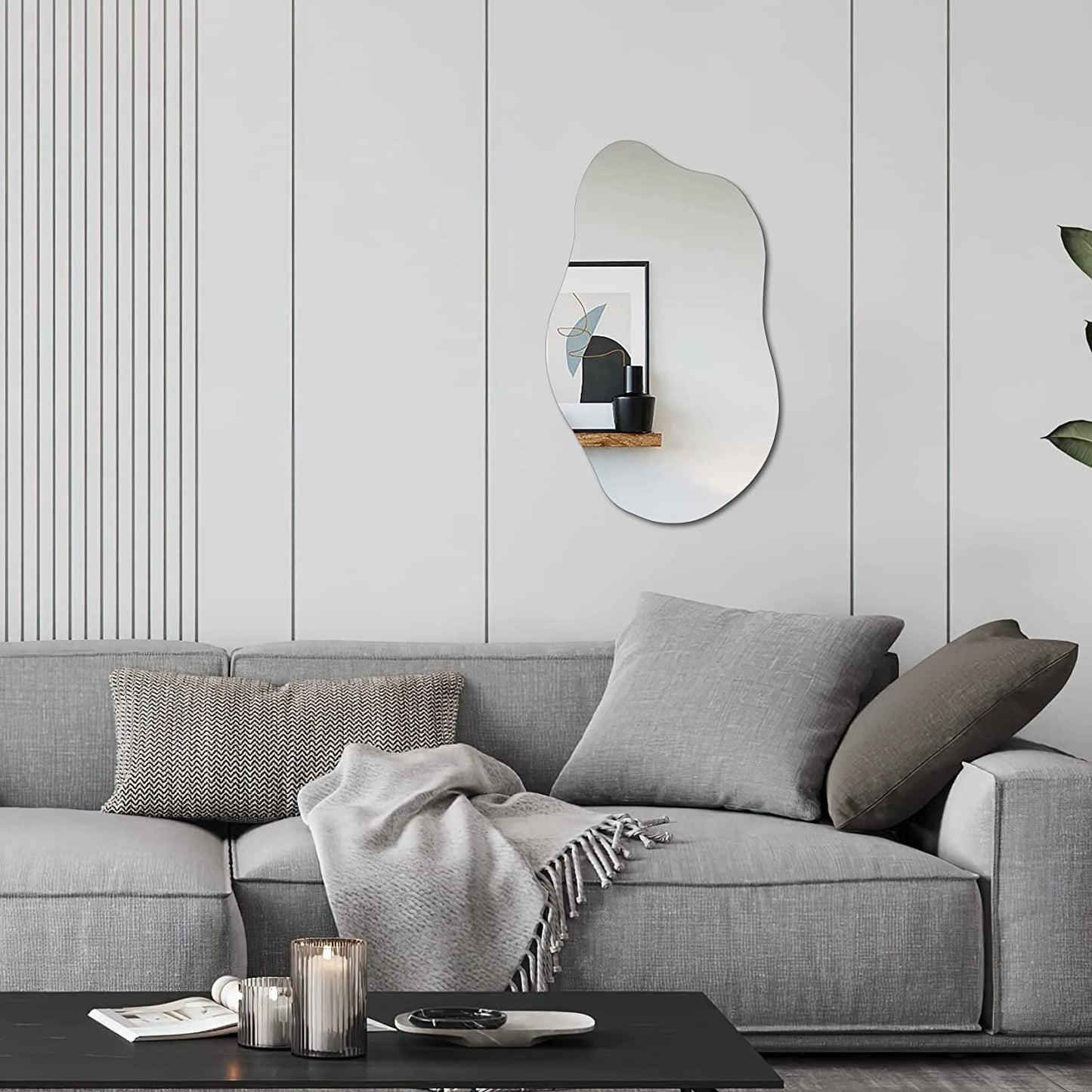 Frameless Irregular Wall Mirror 19.7"x33.5" – Modern Home Decor