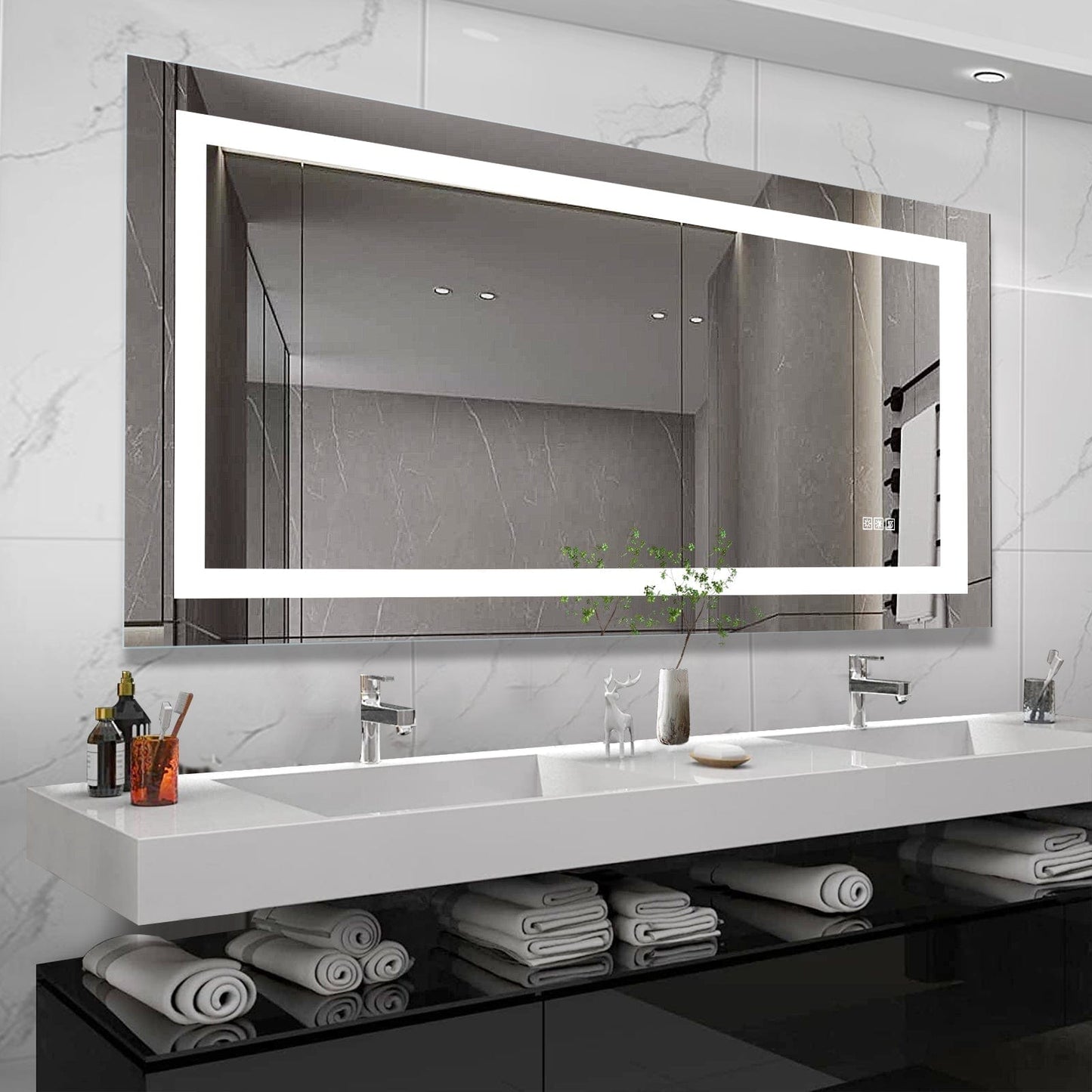 72" x 36" LED Lighted Bathroom Mirror – Anti-Fog, Dimmable, Shatterproof Vanity Mirror
