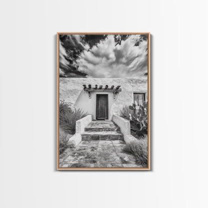 Desert Doorway, Rustic Adobe, Southwestern Style, Framed Canvas Print, Entryway Art, Neutral Wall Art, Minimalist Home Decor
