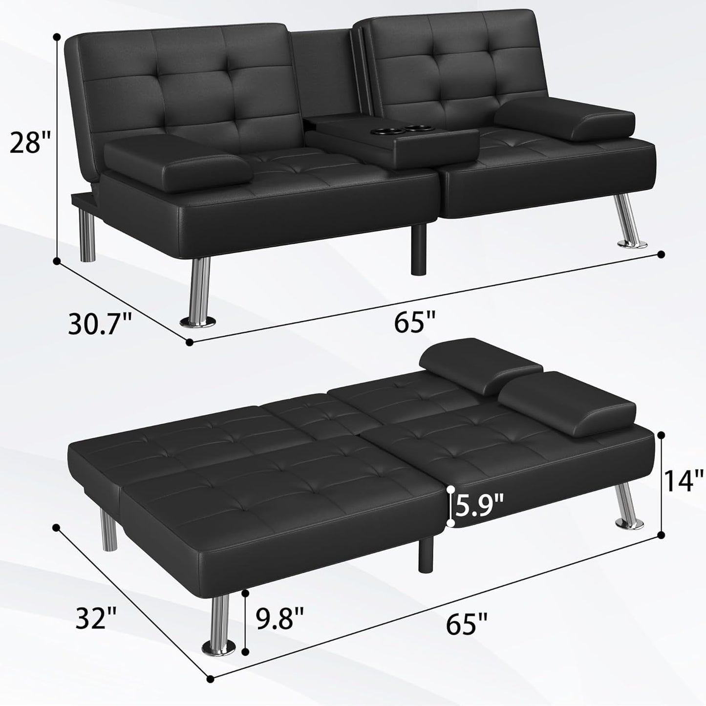 Futon Sofa Bed Modern Folding Futon Set Convertible Recliner Lounge