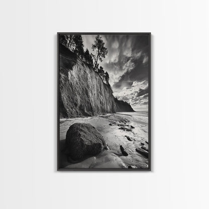 Cliffside Trees, Coastal Horizon, Rugged Seashore, Pacific Northwest Print, Framed Canvas Print, Fall Nature Wall Art, Den Decor