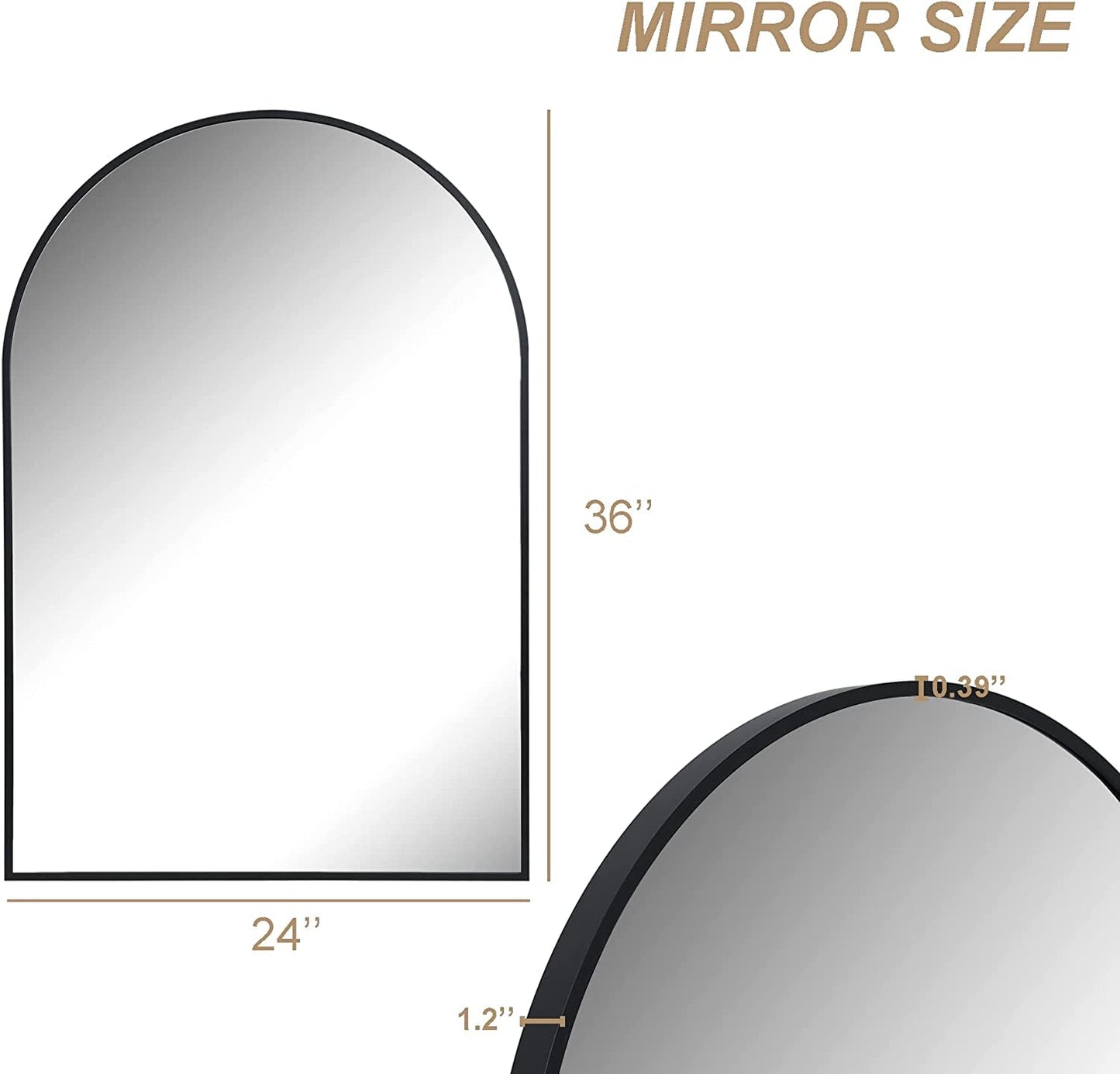 Full-Length Arched Bathroom Mirror – Metal Frame
