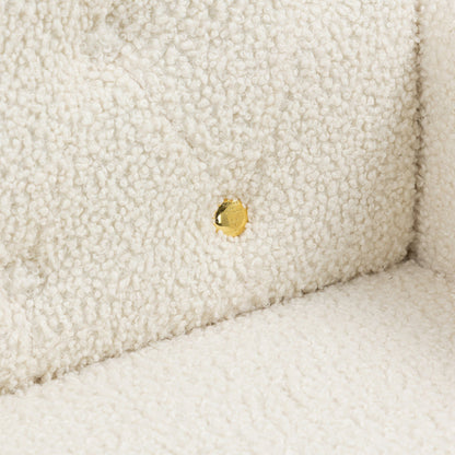 White Teddy Barrel Accent Chair with Gold Legs – Stylish Comfort for Any Room