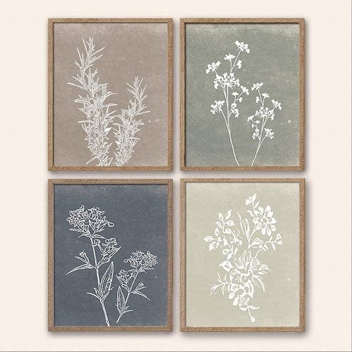 Framed Botanical Print Wall Art Set of 4