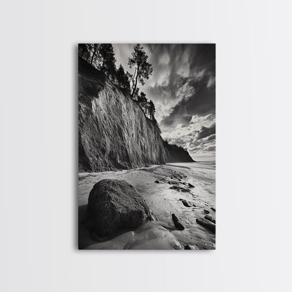 Cliffside Trees, Coastal Horizon, Rugged Seashore, Pacific Northwest Print, Framed Canvas Print, Fall Nature Wall Art, Den Decor