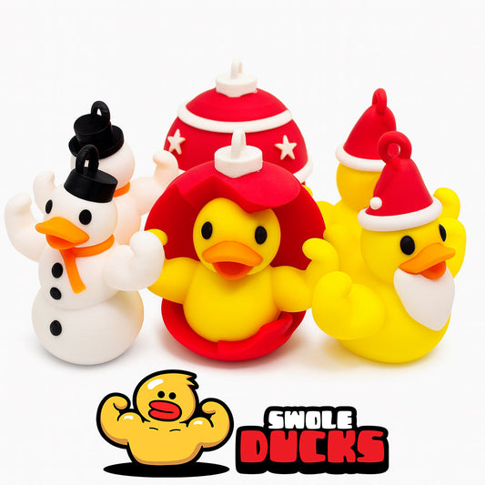🎄 Swole Duck Holiday Orniment Pack - 3 Collectible Ducks