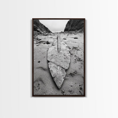 Fossil Rock Shore, Beach Minimalism, Sand Texture Art, Canvas Print, Coastal Wall Art, Natural History Decor, Abstract Earthy Art