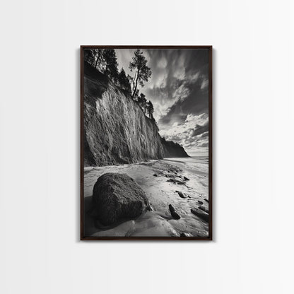 Cliffside Trees, Coastal Horizon, Rugged Seashore, Pacific Northwest Print, Framed Canvas Print, Fall Nature Wall Art, Den Decor