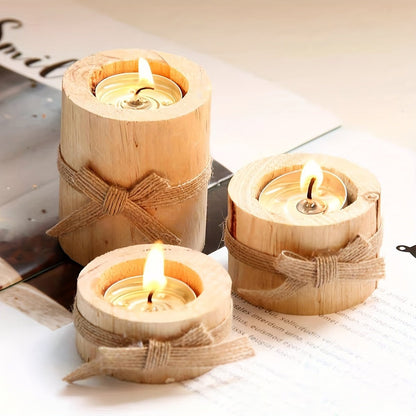Elegant Wooden Candlesticks Set – Handcrafted Rustic Decor