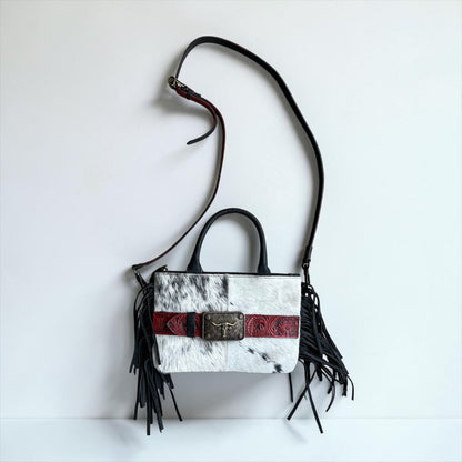 Genuine Leather and Cowhide Fringe Wristlet/Crossbody