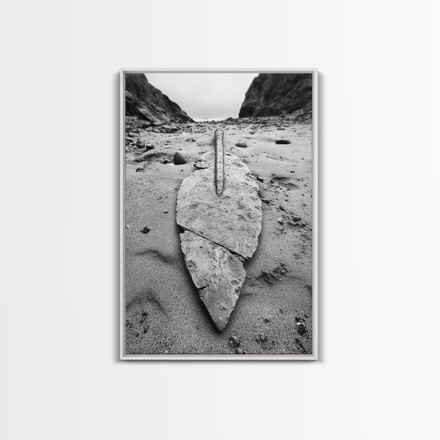 Fossil Rock Shore, Beach Minimalism, Sand Texture Art, Canvas Print, Coastal Wall Art, Natural History Decor, Abstract Earthy Art