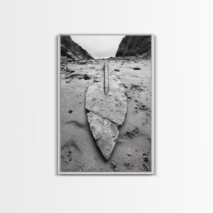 Fossil Rock Shore, Beach Minimalism, Sand Texture Art, Canvas Print, Coastal Wall Art, Natural History Decor, Abstract Earthy Art