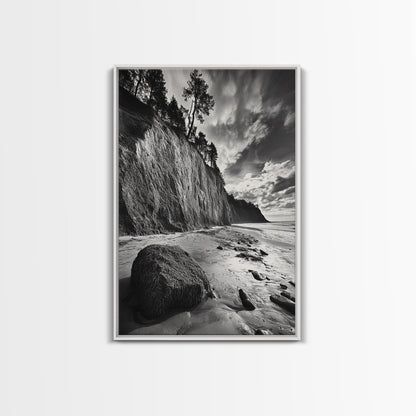 Cliffside Trees, Coastal Horizon, Rugged Seashore, Pacific Northwest Print, Framed Canvas Print, Fall Nature Wall Art, Den Decor