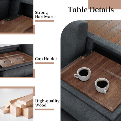 Dark Gray L-Shaped Sectional Sofa with Hidden Storage & Chaise