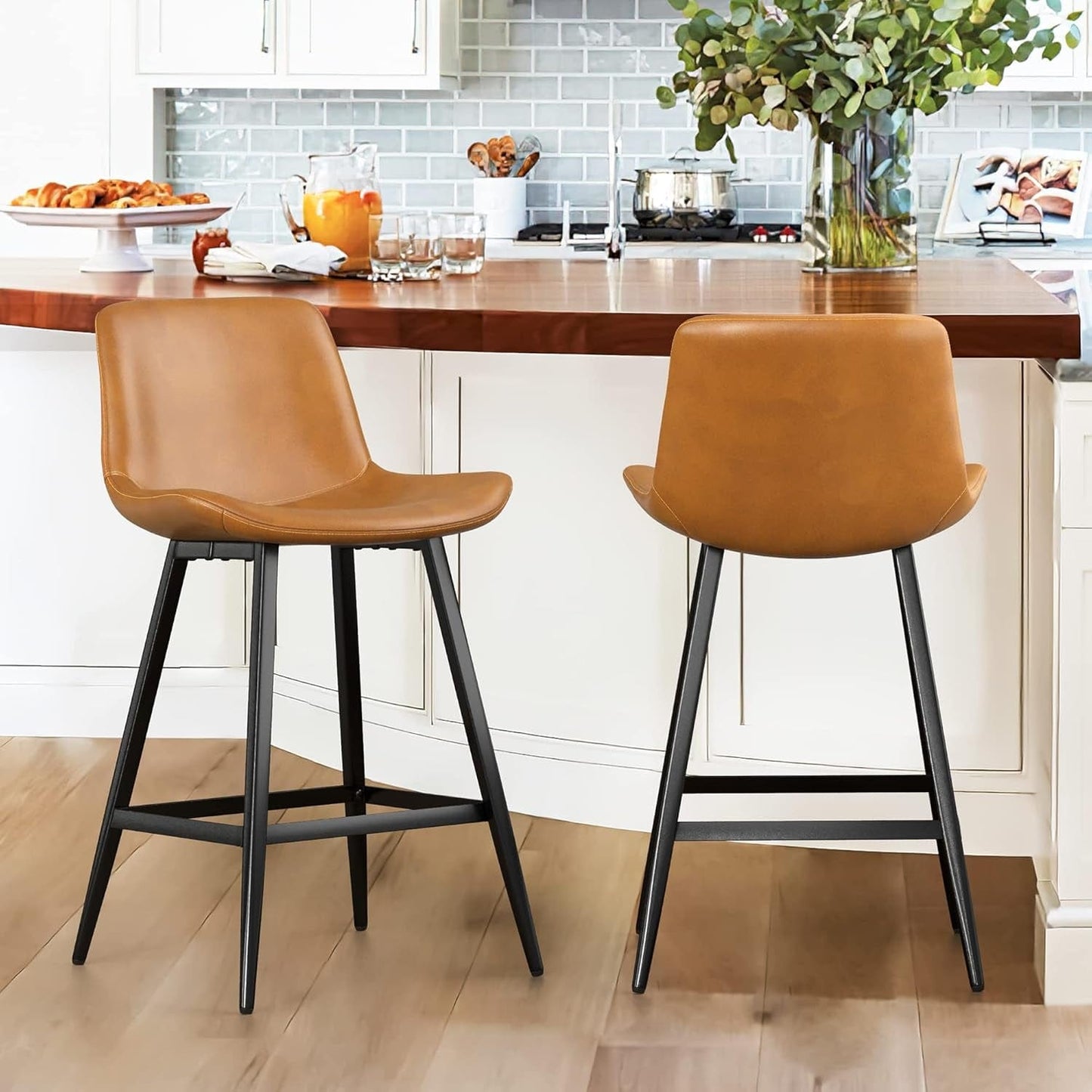 Sleek Maple Counter Stool – 24 Inch Modern Bucket Seat for Kitchen & Bar