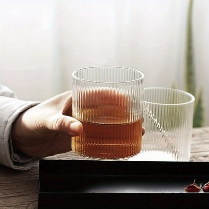 Set of 4 Ribbed Glass Tumblers | Eco-Friendly Recyclable Drinkware