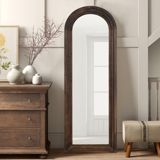 64"x21" Full-Length Wooden Arched Floor Mirror