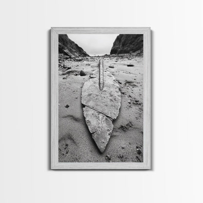 Fossil Rock Shore, Beach Minimalism, Sand Texture Art, Canvas Print, Coastal Wall Art, Natural History Decor, Abstract Earthy Art