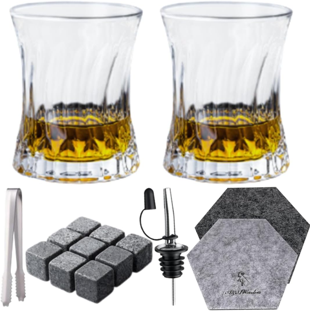 Whiskey Glasses 7oz Premium Scotch Glasses Set of 2 - Old Fashioned Whiskey