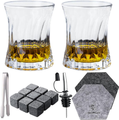 Whiskey Glasses 7oz Premium Scotch Glasses Set of 2 - Old Fashioned Whiskey