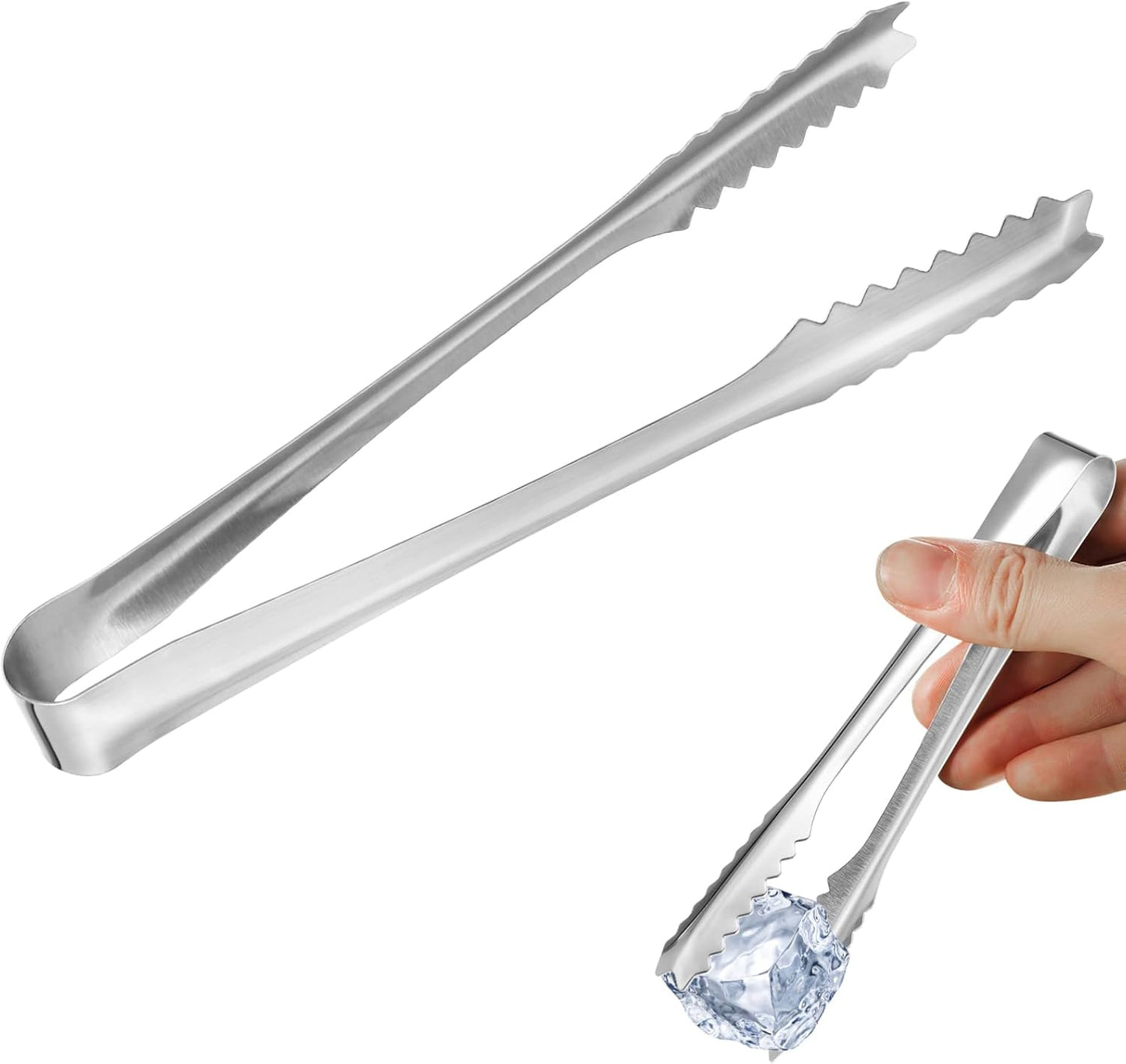 5 inches Ice Tongs for Ice Bucket, Stainless Steel Ice Tongs with Teeth 6-PACK