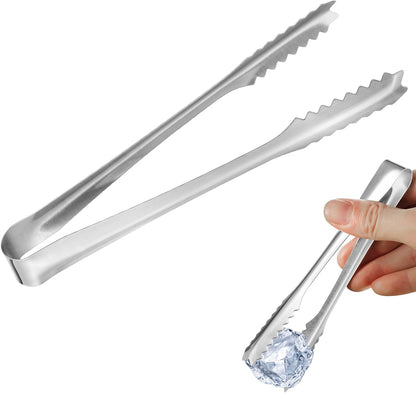 5 inches Ice Tongs for Ice Bucket, Stainless Steel Ice Tongs with Teeth 6-PACK