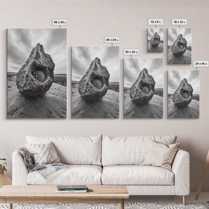 Sea Orb Rock, Coastal Texture, Ocean Shell Art, Framed Canvas Print, Beach House Wall Decor, Abstract Nature, Nautical Art Piece