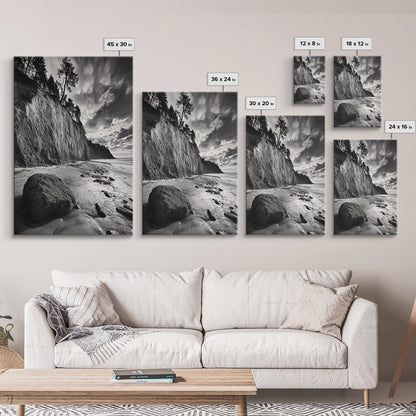 Cliffside Trees, Coastal Horizon, Rugged Seashore, Pacific Northwest Print, Framed Canvas Print, Fall Nature Wall Art, Den Decor