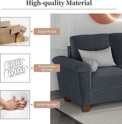 Dark Gray L-Shaped Sectional Sofa with Hidden Storage & Chaise