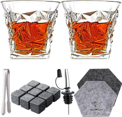 Whiskey Glasses 9oz Premium Scotch Glasses Set of 2 - Old Fashioned Whiskey