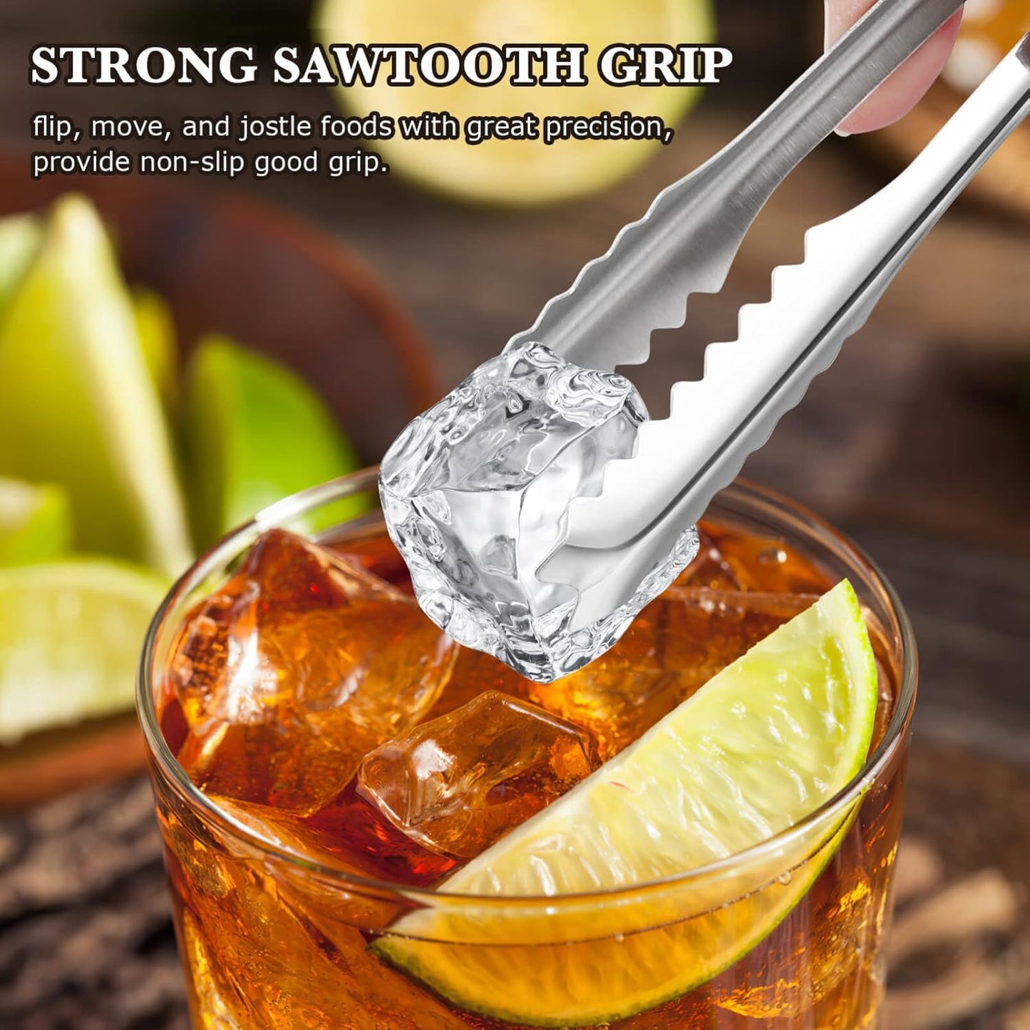 5 inches Ice Tongs for Ice Bucket, Stainless Steel Ice Tongs with Teeth 6-PACK