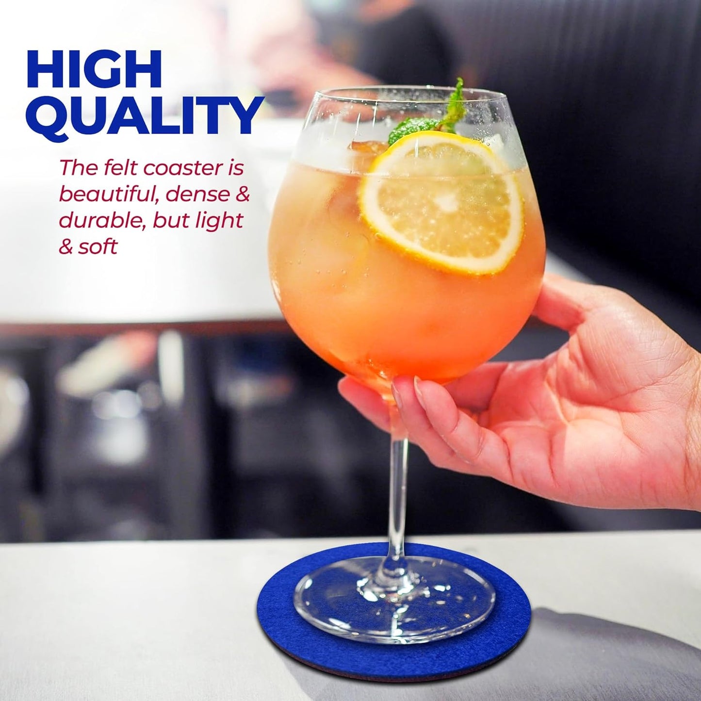 Premium Felt Coasters for Drink, by AA Wonders (Wine Red/Royal Blue)