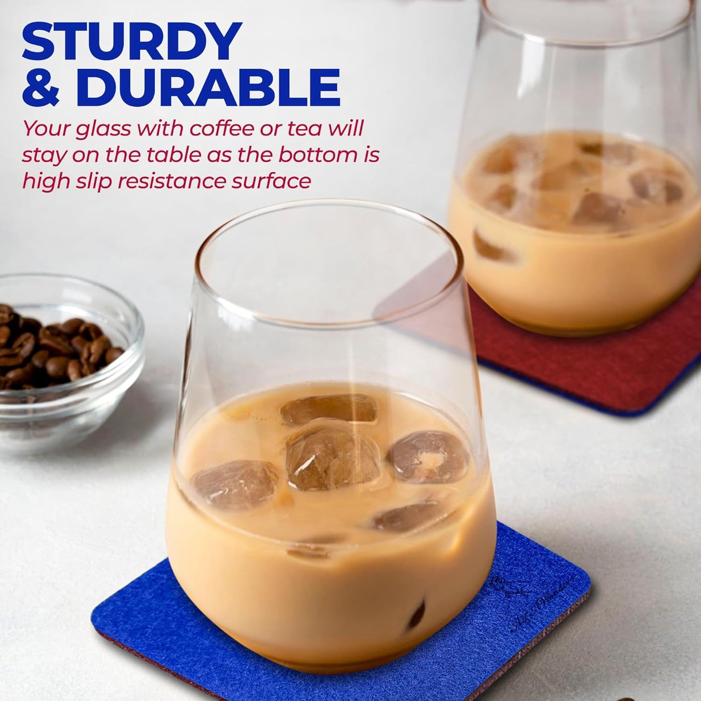 Premium Felt Coasters for Drink, by AA Wonders (Wine Red/Royal Blue)