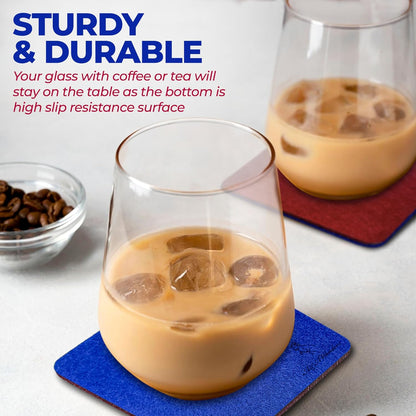 Premium Felt Coasters for Drink, by AA Wonders (Wine Red/Royal Blue)