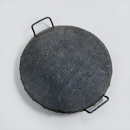 Tooled Genuine Round Wood Trays