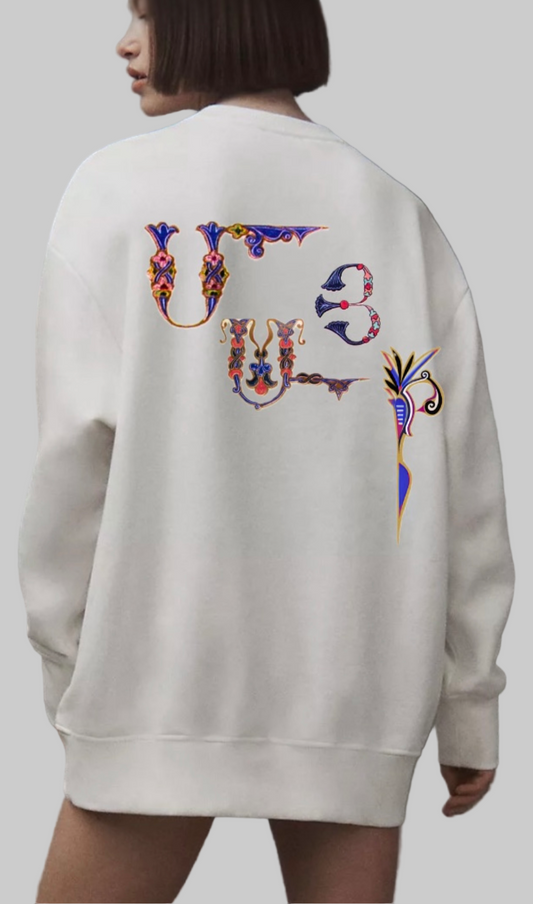 ՄԱՅՐ 100% Cotton Fleece Oversized Sweatshirt (dress) - light cream/ivory hue