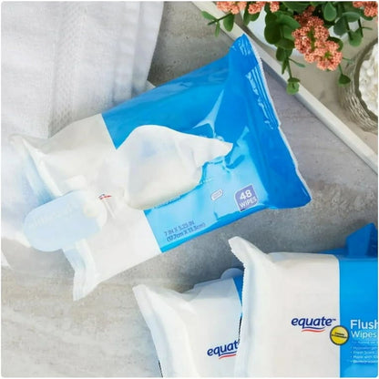 Flushable Wipes, Fresh Scent, 5 packs of 48 wipes, 240 Total Wipes
