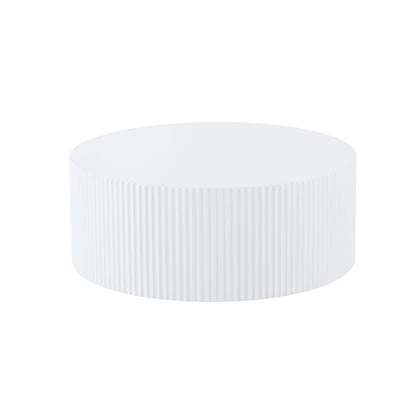 Contemporary Round Coffee Table with Handcrafted Relief - 35.43"