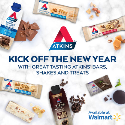 Atkins Snack Bar, Caramel Chocolate Nut Roll Bar, Keto Friendly, 5 Count | 2 Packs -10 counts total