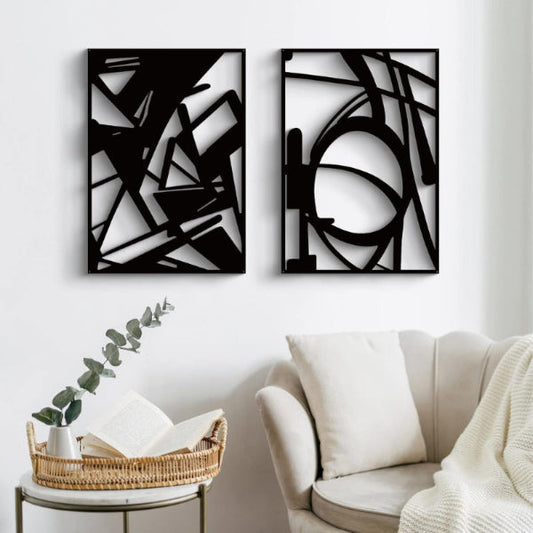 Black Metal Abstract Wall Art 4- Piece | Modern Minimalist Home Decor